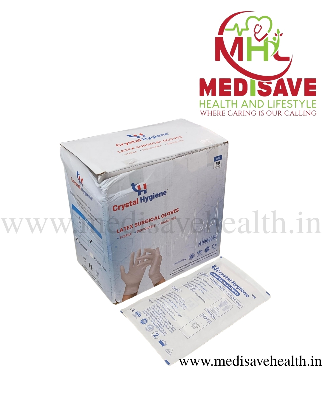 Powder Free Latex Surgical Gloves - CRYSTO_MED-7.5