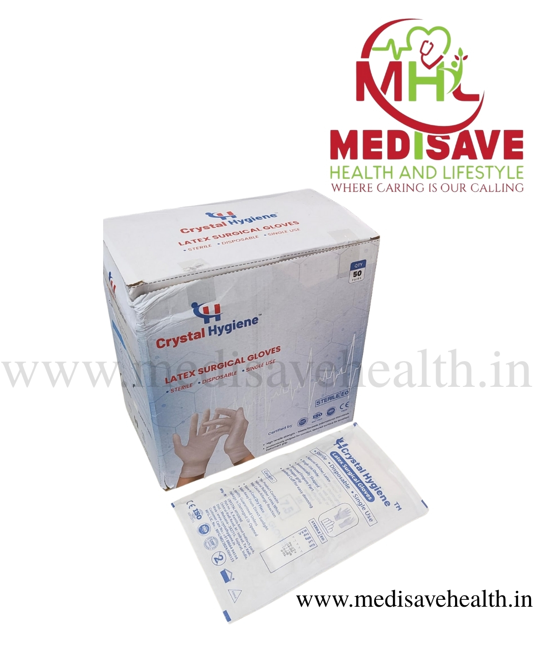 Powder Free Latex Surgical Gloves - CRYSTO_MED-7.5