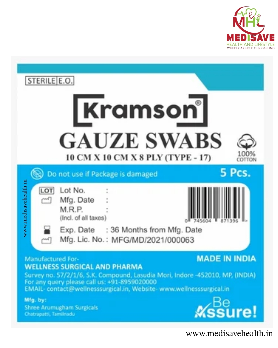 STERILE GAUZE SWABS(5PCS)- KRAMSON