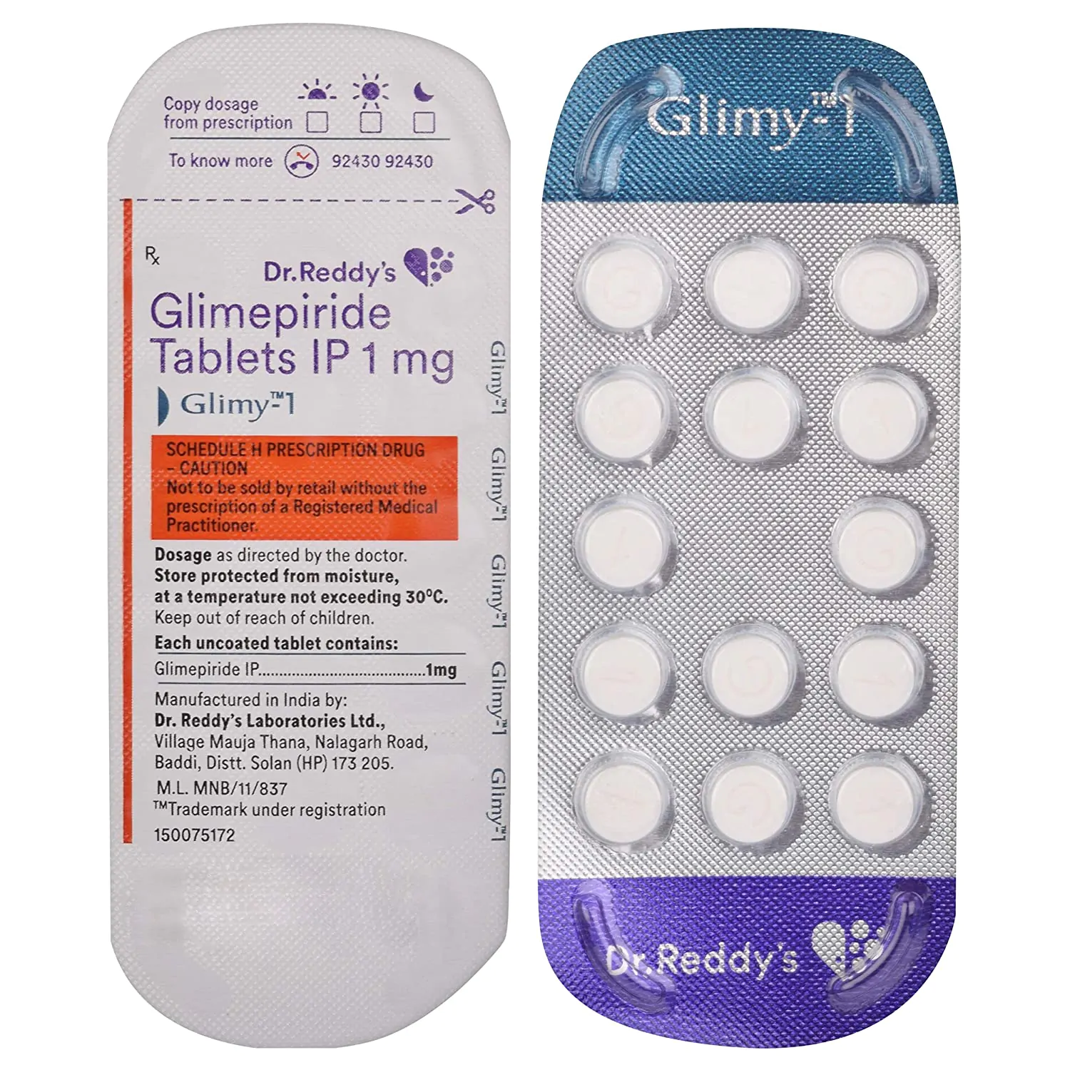GLIMY 1MG TAB 14&grave;S